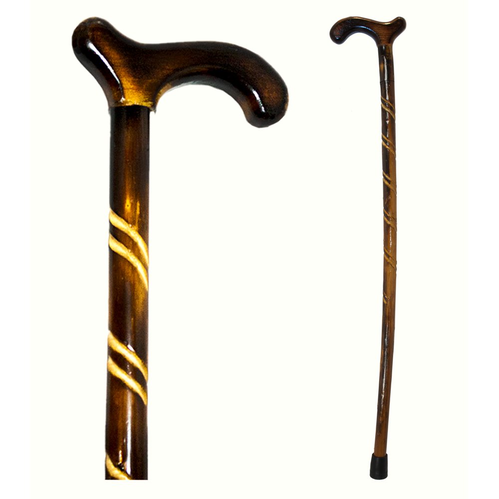 RMS Wood Cane 36" Natural Wood Walking Stick Handcrafted Wooden