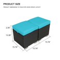 thumbnail image 6 of Resenkos Outdoor Footstool Footrest, 2 Wicker Ottomans, Additional Seating, Footrest, Side Table w/Storage, Removable Cushions,Blue, 6 of 7