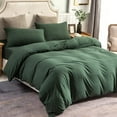 thumbnail image 5 of ZXNYH Jersey Knit Duvet Cover Set 100% T-Shirt Cotton Super Soft Comfy 3pc Bedding Set with Zipper Closure (Solid Forest Green, Queen), 5 of 7
