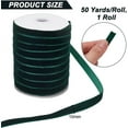 thumbnail image 2 of 50 Yards(45.72m) Single Face Velvet Ribbon 10mm Wide Dark Green Vintage Velvet Trim Trimming Satin Ribbon Rolls Polyester Single Face Spool for Wedding Holiday Gift Wrapping Sewing, 2 of 7