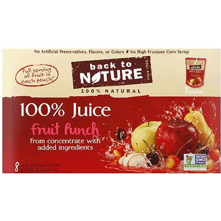 Back to Nature 100% Fruit Punch Juice, 6 fl oz, 8 count, (Pack of