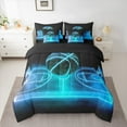 thumbnail image 2 of Manfei Boys Basketball Twin Bedding Sets, Teens Sports Bedding Comforter Set, Cyan Blue Gradient Basketball Court Sheet Sets, Super Cozy Room Decor Reversible 7 Pieces, 2 of 8