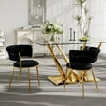 thumbnail image 2 of KATBOC Velvet Dining Chairs Set of 2, Ergonomic Hollow Braided Rope Design,Adjustable Non-Slip Fee with Gold Metal Legs, Waterproof Fabric for Kitchen & Dining Room, Black, 2 of 8