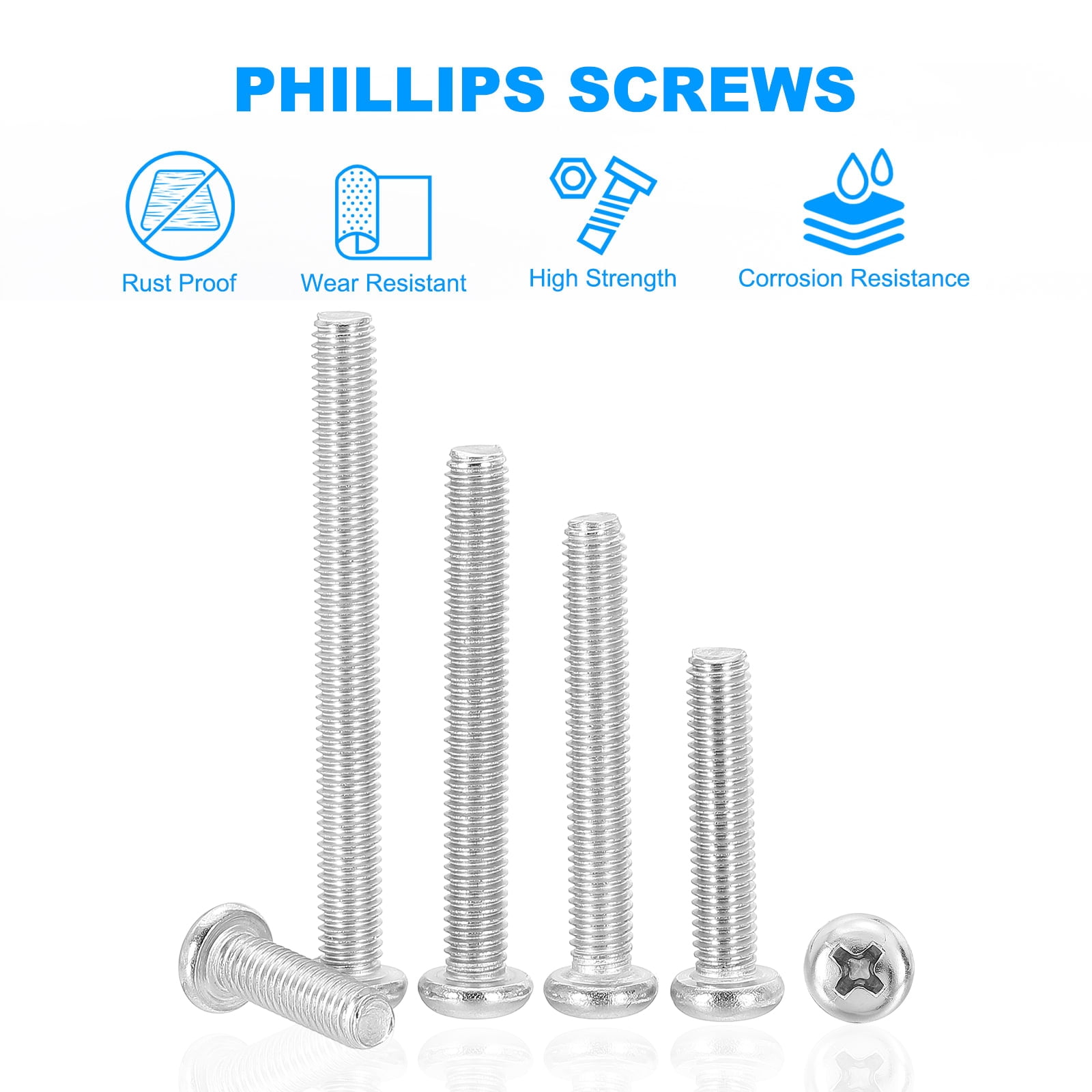100 Tornillos M3x12 Phillips Acero Inoxidable 304 – Cabeza Avellanada, Resistentes A La Corrosión