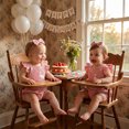 thumbnail image 6 of RUINIXCW Baby Girl First Birthday Outfit Silly Goose Outfit Infant Baby Girls 1/2 Half Birthday Clothes Embroidery Fly Sleeves Romper Bodysuit Playsuit Headband, 6 of 9