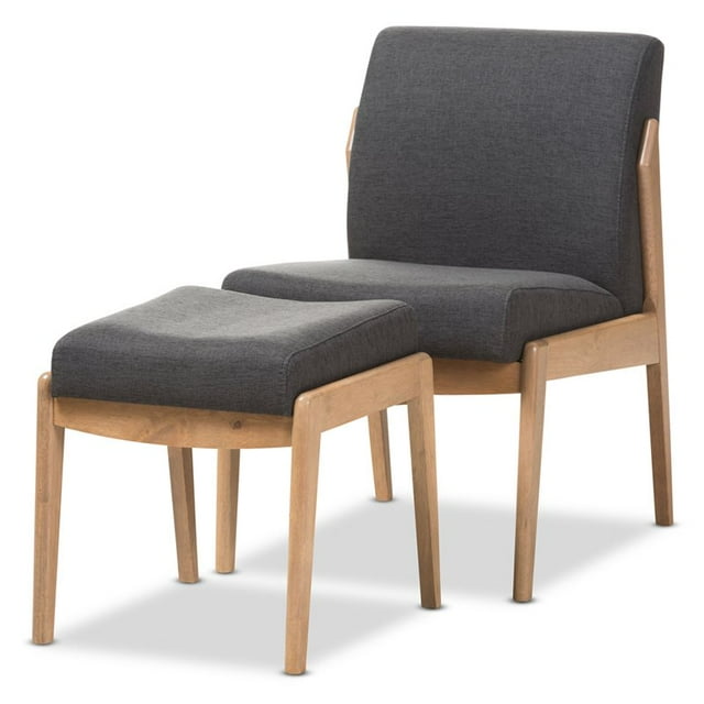 Baxton Studio Wera Chaise Pantoufle avec Pouf en Gris Foncé