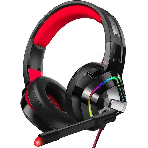 Geleidbaarheid Belachelijk Messing Gaming Headset for PS4, PS5, Xbox One, PC, Wired Over Ear Headphone with  Noise Isolation Microphone, LED RGB Light,Surround Sound for Laptop  Computer - Walmart.com