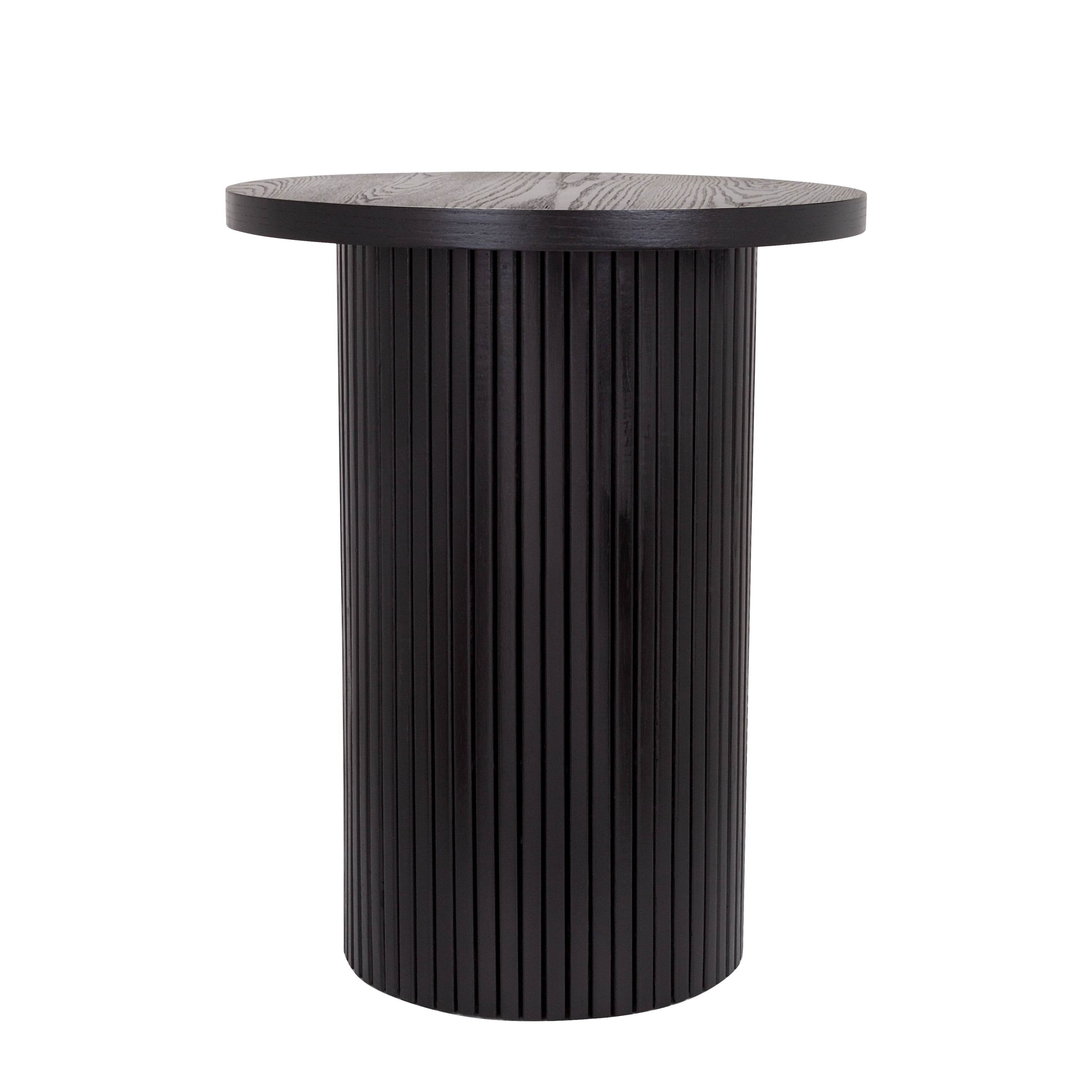 SHYFOY Round Solid Wood End Table Black Pedestal Side Table Living Room Furniture Accent End Table,Full Assembled