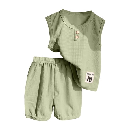 Afdoent Boys Clothing Sets Kids Vest Summer Solid Color Sleeveless Tops And Shorts Outfit Casual Toddler Kids Streetwear