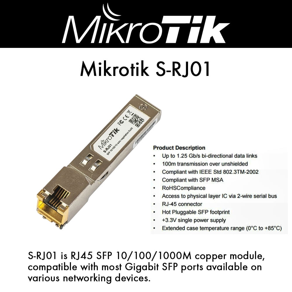 Mikrotik S Rj Sfp Gbps M Converter Rj Copper Module Walmart Com