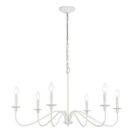 Maklaine 30" 6-Light Transitional Metal Chandelier in White Finish