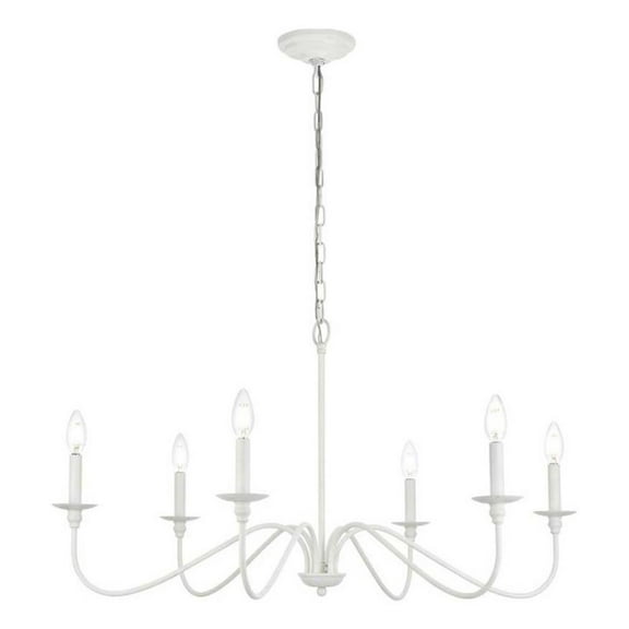 Maklaine 30" 6-Light Transitional Metal Chandelier in White Finish