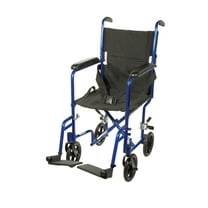 Drive Medical Lightweight Transport Wheelchair, 17" Seat, Blue
