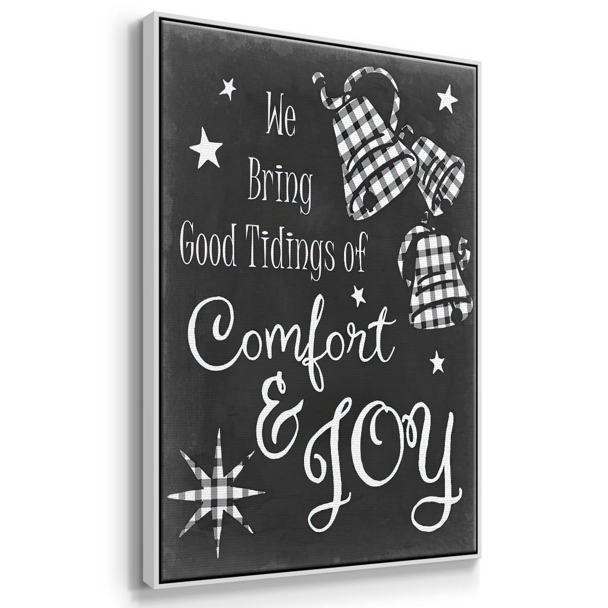 Comfort and Joy - Framed Gallery Wrapped Holiday Canvas - 17 x 25 - White Frame