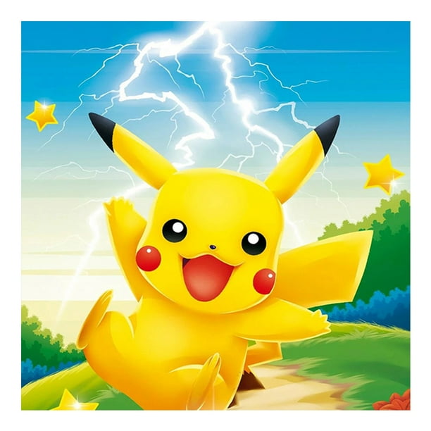 Kits Bordado Impresos Con Hilo Algodón 11 Quilates Punto Cruz Pikachu (40x40 Cm)