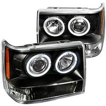 Halo Projector Headlight In Black Housing Clear Lens Made For And Compatible With 1993 - 1996 Jeep Grand Cherokee 93 94 95 96