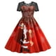 thumbnail image 2 of Moda mujer encaje una línea Flare vestido Vintage Prom Swing manga corta estampado Navidad vestido de fiesta de Navidad Pompotops  ghjkhdj9954, 2 of 9