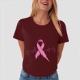 thumbnail image 2 of Towmus Breast Cancers Awareness T-Shirt Casual Short Sleeve Crew Neck T-Shirt Women Pinks Ribbon Printed Shirt, 2 of 5