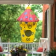 thumbnail image 2 of Northlight 7.75" Red and Yellow Metal Birdhouse with Flowers, 2 of 4
