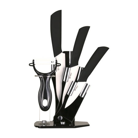 5 pcs Colored Knives Set – Paring Knife, Peeling Knife, Utility Knife, 6”X2.5”X1” Peeler, Stand - Vibrant Stylish Kitchen Knives Cutlery Sets