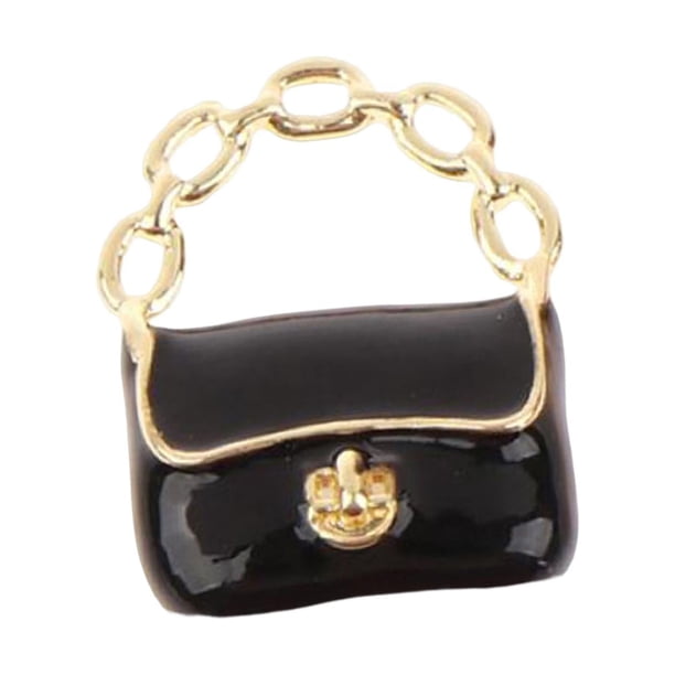 Mini bolso de mano de metal para casa de muñecas, simulación 1/12, accesorios para casa de muñecas Negro