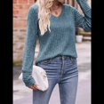 thumbnail image 4 of Camisas de Larga para Mujer, Cuello en V, Blusas Casuales de Otoño, Suéteres Holgados, Túnicas, Ropa de Moda 2025. Gris Azul S, 4 of 9