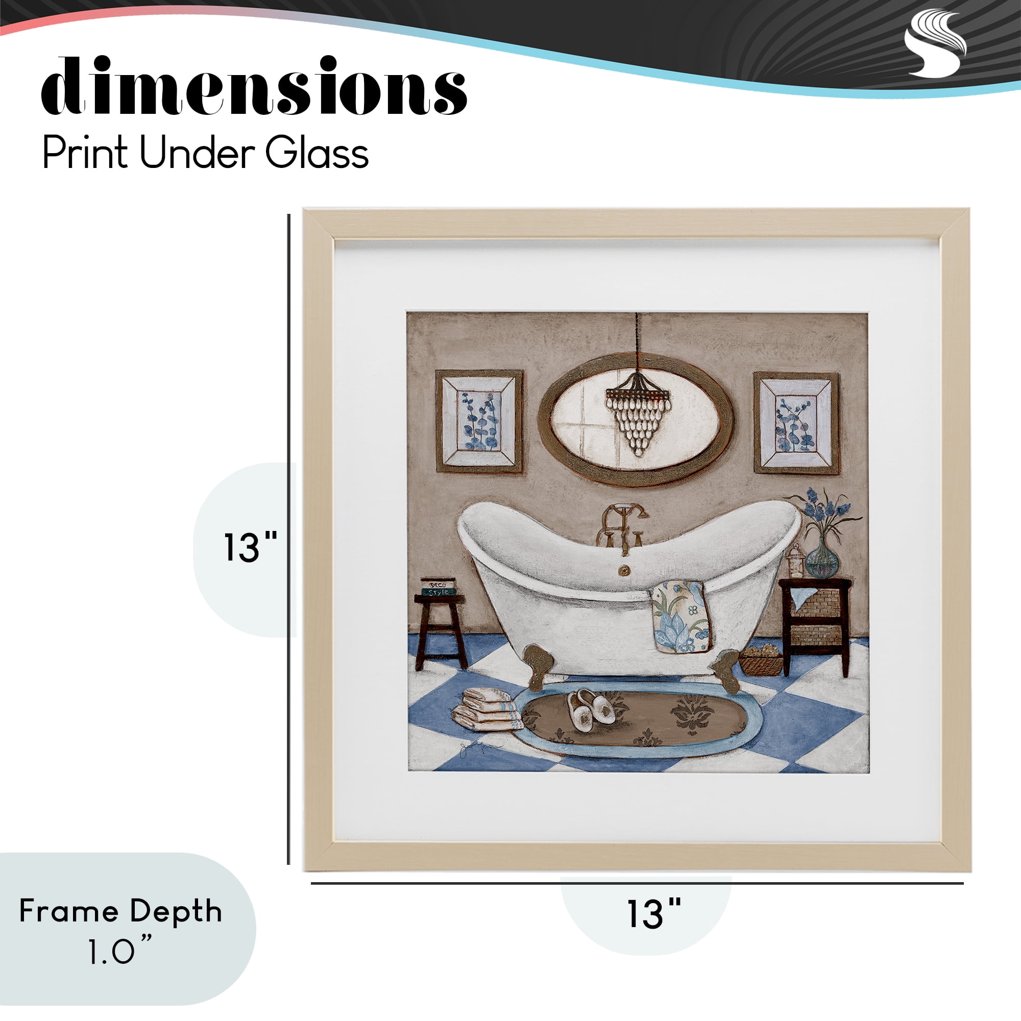Stupell Industries Checkered Relaxing Bathtub Birch Framed Print Under Glass, design by Janet Tava