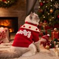thumbnail image 6 of Christmas Knitted Cat Sweater,Cat Sweater Winter Warm Pullover Turtleneck Knitwear with Cute Bunny Embroidery Pattern,for Winter Pet Dress Up, 6 of 7