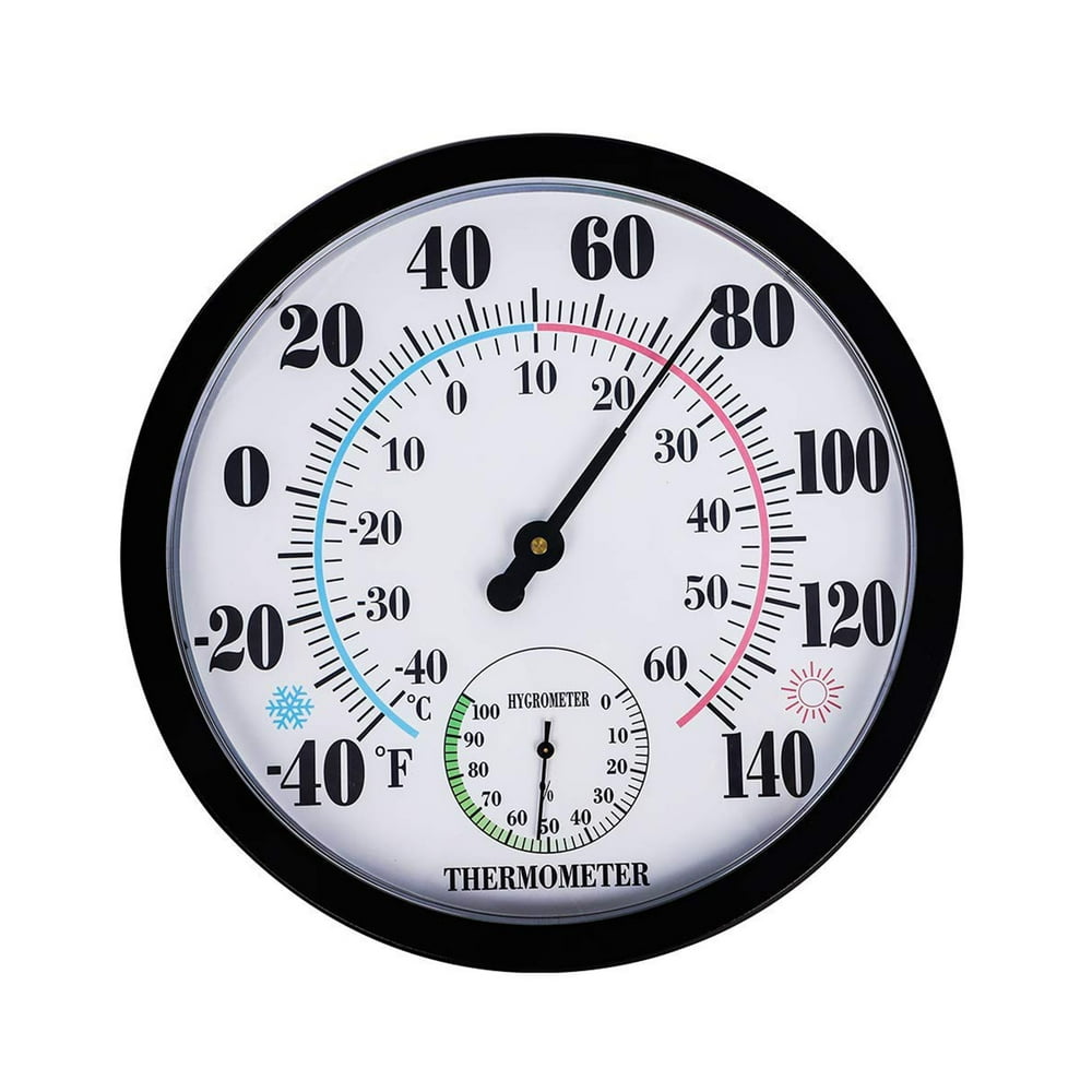 9.84In/25Cm Round Thermometer with Hygrometer Large Indoor Outdoor Wall