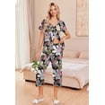 thumbnail image 2 of Ekouaer Women' Pajama Sets Short Sleeve Sleepwear Button Up 2 Piece Pj Loungewear Top and Capri Pants, 2 of 6