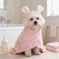 thumbnail image 1 of Deeceymbur Hooded Pet Bathrobe for Dogs Cats Soft Quick Drying Wrap With Elastic Strap Light Grooming Accessory for Home And Travel, 1 of 6