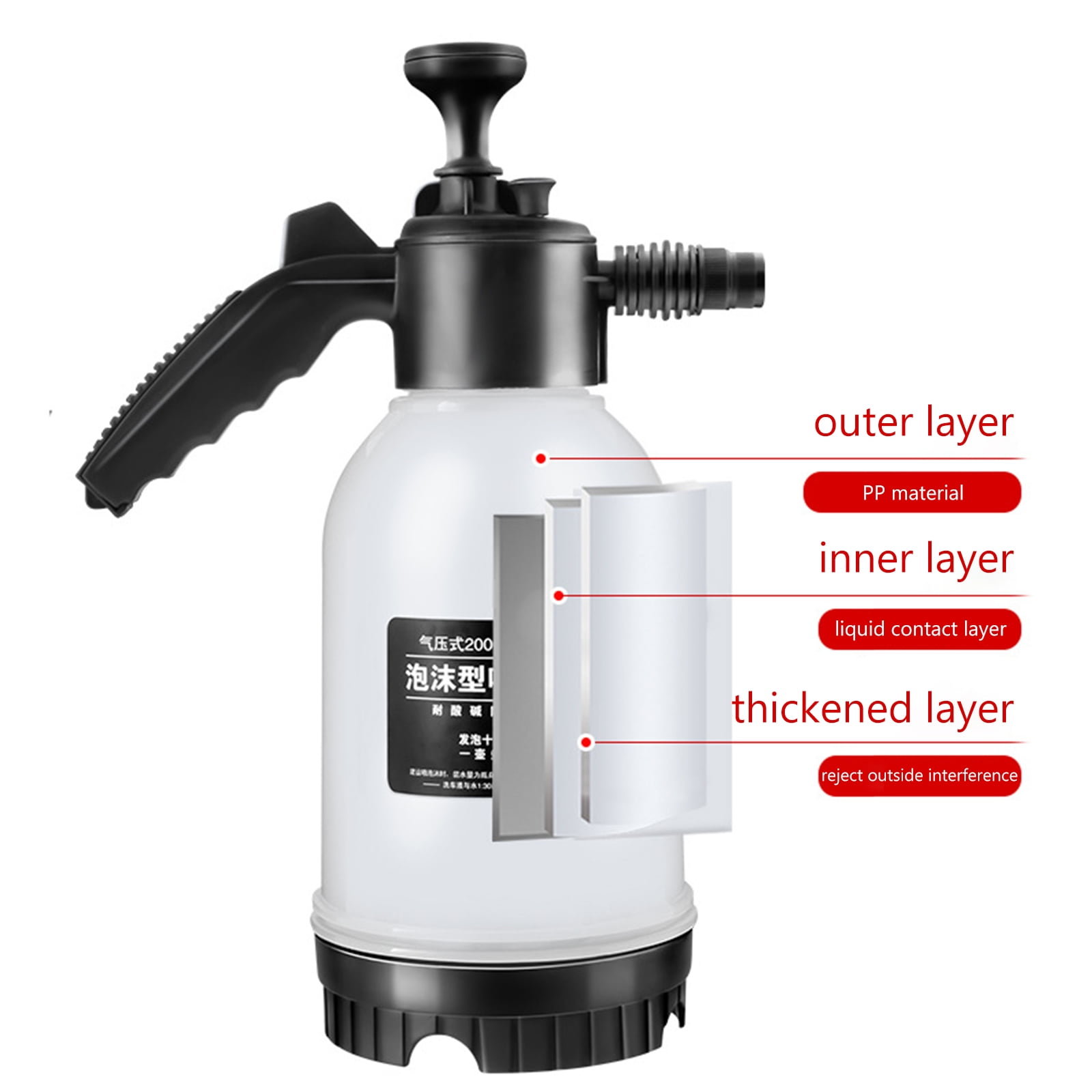 MATHOWAL 2L Hand Pump Foam Sprayer with 3 Types of Nozzle Hand