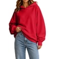 thumbnail image 2 of Women Oversized Hoodie Long Sleeve Drop Shoulder Pullover Solid Color Loose Fit Casual Hooded Sweatshirt, 2 of 9