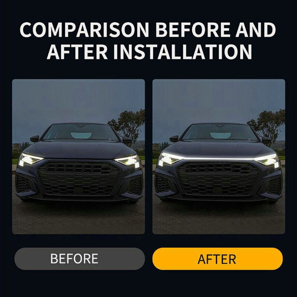 Ana Car Start Scan Dynamic LED Hood Light 7) Hood Light Strip for Car with Glowing Mode Stand out During Day and Night