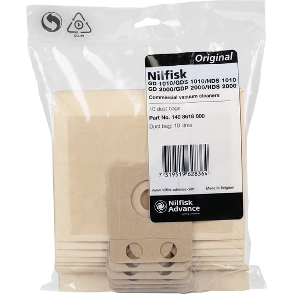 Nilfisk Vacuum Bag fits GD 1010/GDS 1010/HDS 1010 GD 2000/GDP 2000/HDS 2000 VP 300 SALTIX3 1408618000