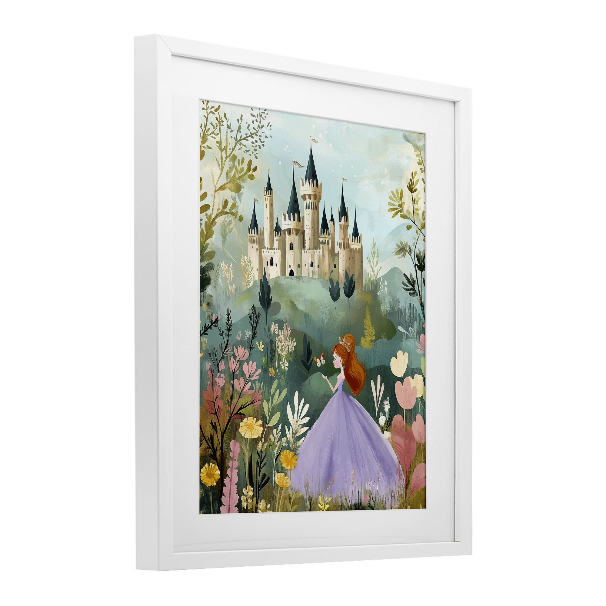 Stupell Industries Princess Day Out White Framed Print Under Glass, design by Christine Simpson Art