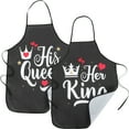 thumbnail image 5 of Chidian 2Pcs King Queen Apron Set Couple Aprons for Valentine's Day present His and Her Aprons Crafting Aprons for Couples Black, 5 of 10