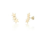 18k Yellow Gold Filled 5x12mm Star Crawler Stud Earrings, with Pushback, Womens, Girls