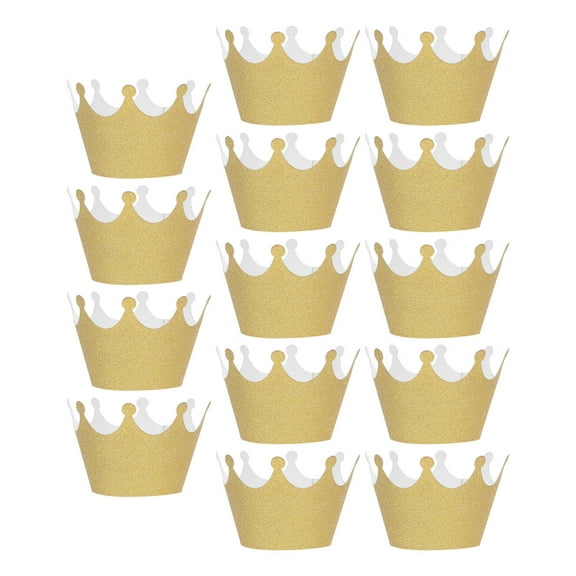 OUNONA 36pcs Glitter Crown Cupcake Wrappers Elegant Muffin Paper Cup Liners For Wedding Party Birthday Celebration Baby Shower And Special Event Decoration