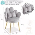thumbnail image 5 of Ktaxon Vanity Makeup Chair Comfy Accent Chair Small Office Chair with Flower Back and Lumbar Pillow for Living Dining Room Bedroom Home Office Velvet Light Gray, 5 of 10