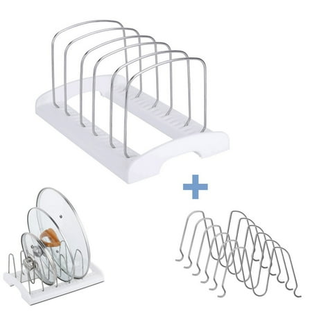 Bakeware Organizer - Sturdy Adjustable Pot Lids Rack Pans Bakeware Holder Kitchen Organizer with Extra Dividers 11.5” x 7.24” x 6.38”