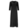 thumbnail image 4 of LIIPEE Women Dresses Solid Color Loose 3/4 Sleeve V Neck A-Line Midi Sundress Woman Stylish Holiday Party Photoshoot Dress,Black,Xl, 4 of 4