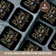 thumbnail image 6 of 3drose, Bling in the New Year Gold Colored Text on Black with Aqua Accents, Set of 8 Coasters - Soft, 6 of 7