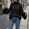 thumbnail image 2 of FAIWAD Sweaters for Women Cable Knit Mock Neck Long Sleeve Pullover Tops Casual Daily Wear, 2 of 5