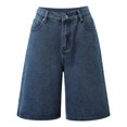 thumbnail image 5 of Women's Wide Leg Denim Bermuda Shorts – Comfortable Straight Fit Jeans in Sizes S-XXXL, Versatile Summer Casual Bottoms for Vacation Daily Wear, 5 of 5