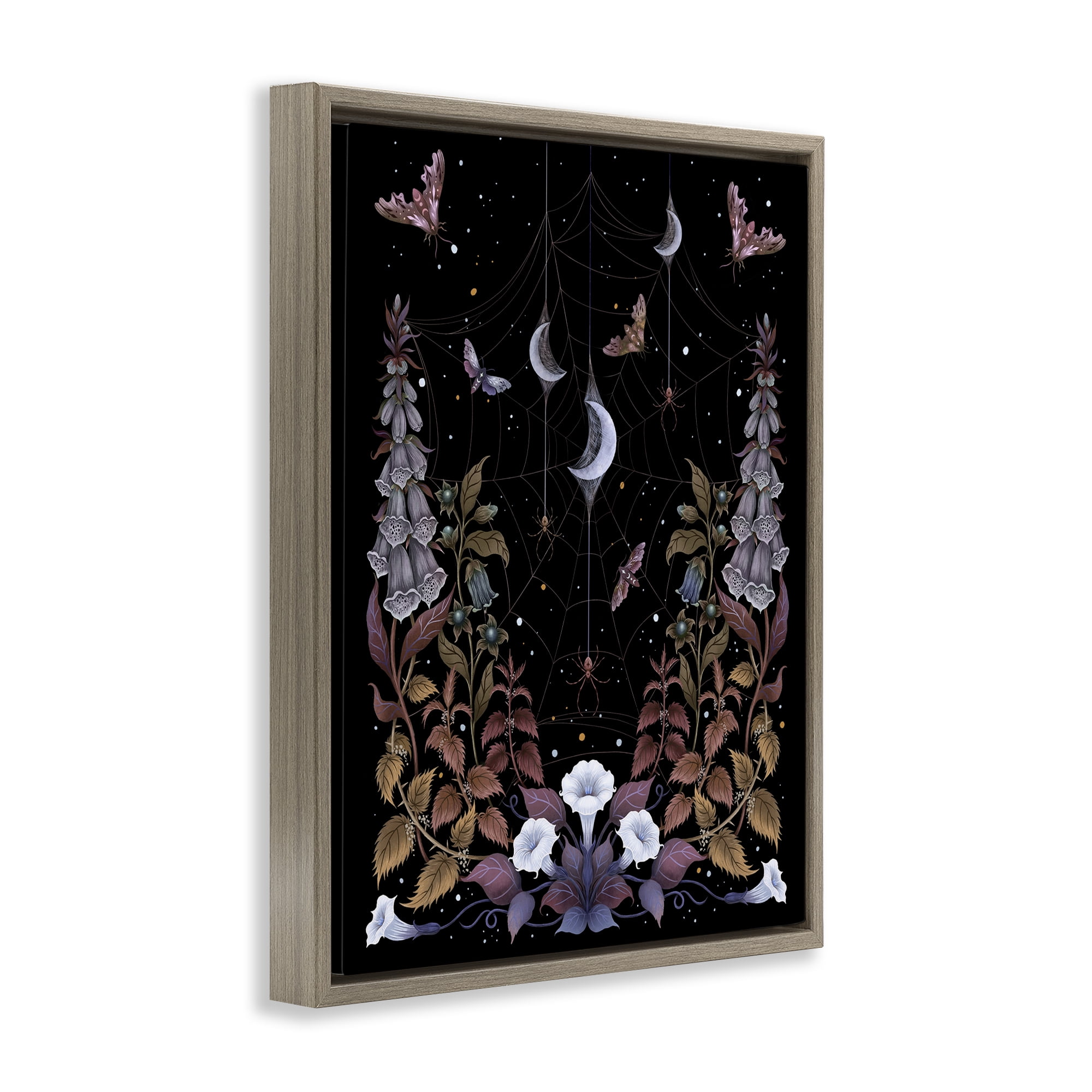 Stupell Industries Witch Garden with Spider Webs Brown Framed Floater Canvas Wall Art, design by Episodic Drawings