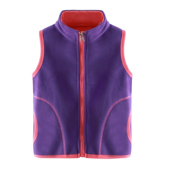 Staki Toddler Puffer Vest Toddler Vest for Boy, Sleeveless Fleece Vest Fall Winter Button Down Waistcoat Outerwear(Purple,5-6 Years)