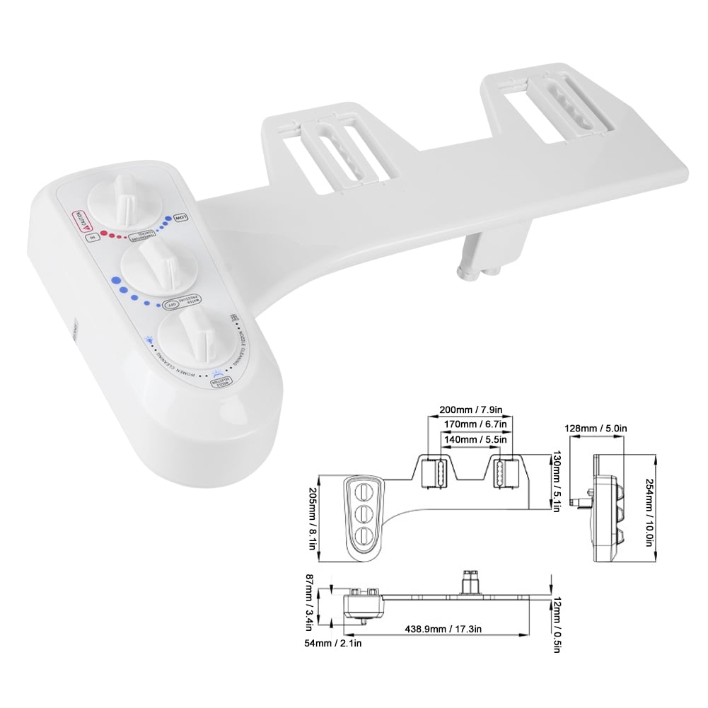 BIMZUC G1/2 Thread Bidet Attachment Toilet Seat Double Nozzle Hot Cold Water Adjustable Pressure Self Cleaning White 9.8 ft / 3m Hose