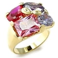 thumbnail image 1 of Gold Brass Ring with AAA Grade CZ in Multi Color for Women Multi Color Stone Color Style 6X013 Size 11, 1 of 1