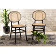 thumbnail image 1 of Baxton Studio C19-Black-Beechwood-Rattan-DC Garold Mid-Century Modern Brown Woven Rattan & Black Wood Cane Dining Chair Set - 2 Piece, 1 of 1